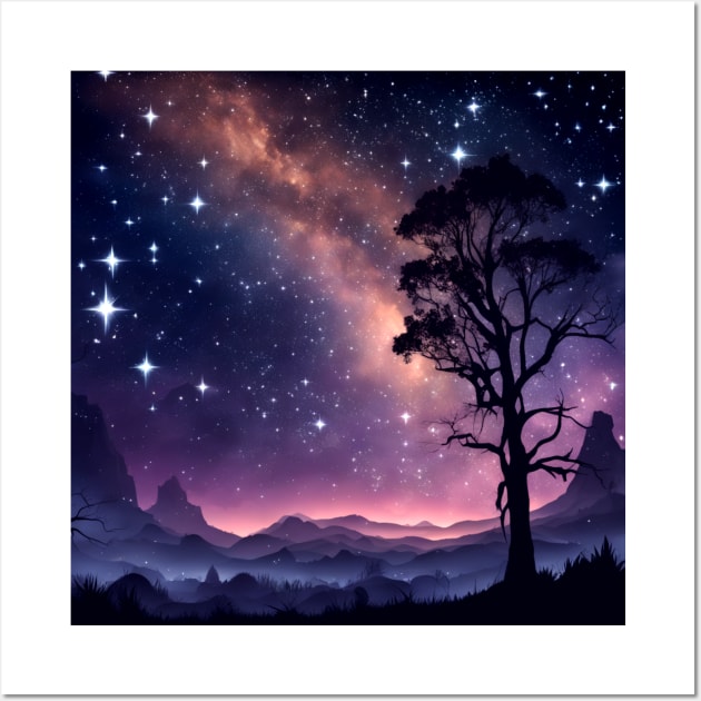 Fantasy Night Sky With Sparkling Stars Wall Art by Sonja818